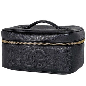 Chanel CHANEL Bag/Cosmetic Pouch Coco Mark Vanity Bag Caviar Leather Black Wo...